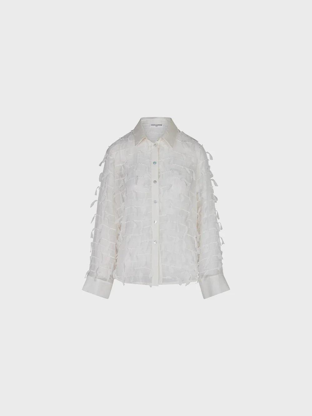 Sandro Ferrone: Embroidered Sheer Cotton Button-Down Blouse