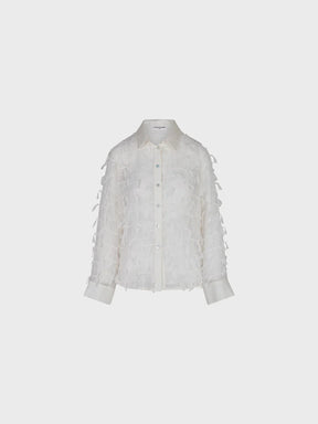 Sandro Ferrone: Embroidered Sheer Cotton Button-Down Blouse