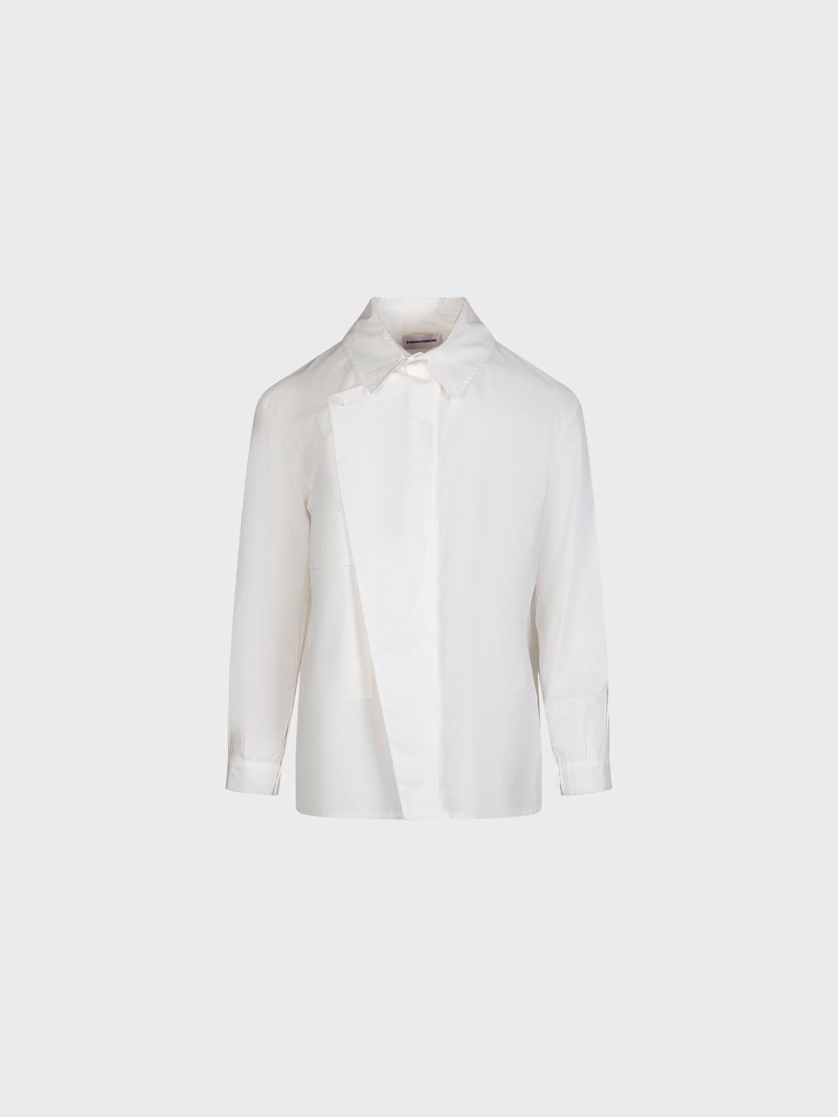 Sandro Ferrone: Sandro Ferrone White Asymmetrical Button-Front Shirt
