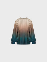 Sandro Ferrone: Ombre Striped Blouse with Voluminous Sleeves – Beige & Teal