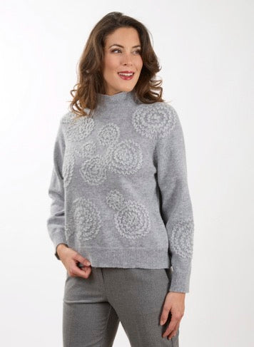 Rossana Pellegrini: Textured Floral Knit Sweater – Biscuit Beige | Made in Italy