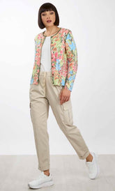 Rossana Pellegrini: Floral Knit Cardigan – Lightweight Button Front Statement Layer
