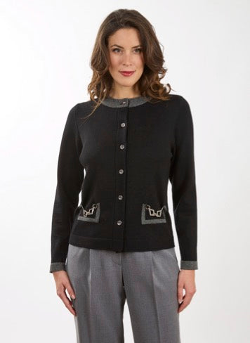 Rossana Pellegrini: Contrast Trim Knit Cardigan – |Made in Italy