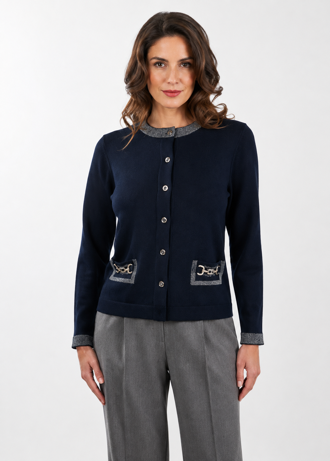 Rossana Pellegrini: Contrast Trim Knit Cardigan – |Made in Italy