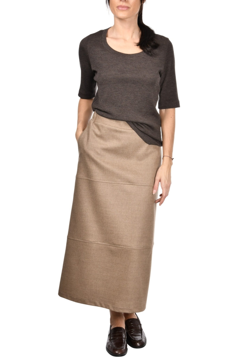 Gran Sasso Women’s Long A-Line Skirt – Taupe