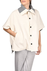 Gran Sasso Women’s Reversible Cape Jacket – Ivory & Grey