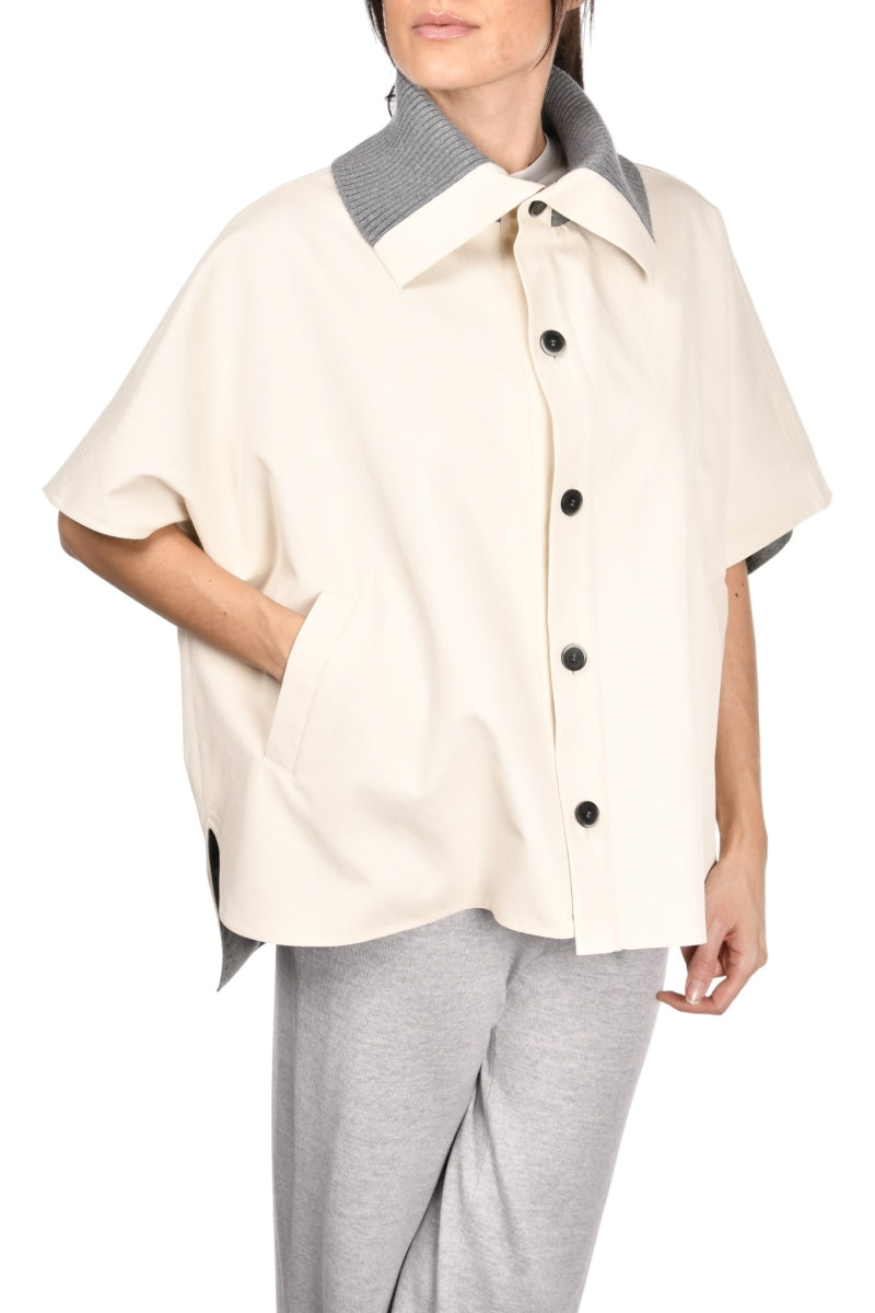 Gran Sasso Women’s Reversible Cape Jacket – Ivory & Grey