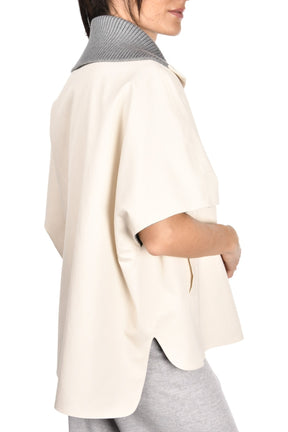 Gran Sasso Women’s Reversible Cape Jacket – Ivory & Grey
