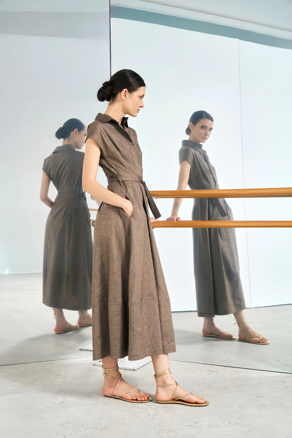 Sandro Ferrone: Belted Linen Shirt Dress