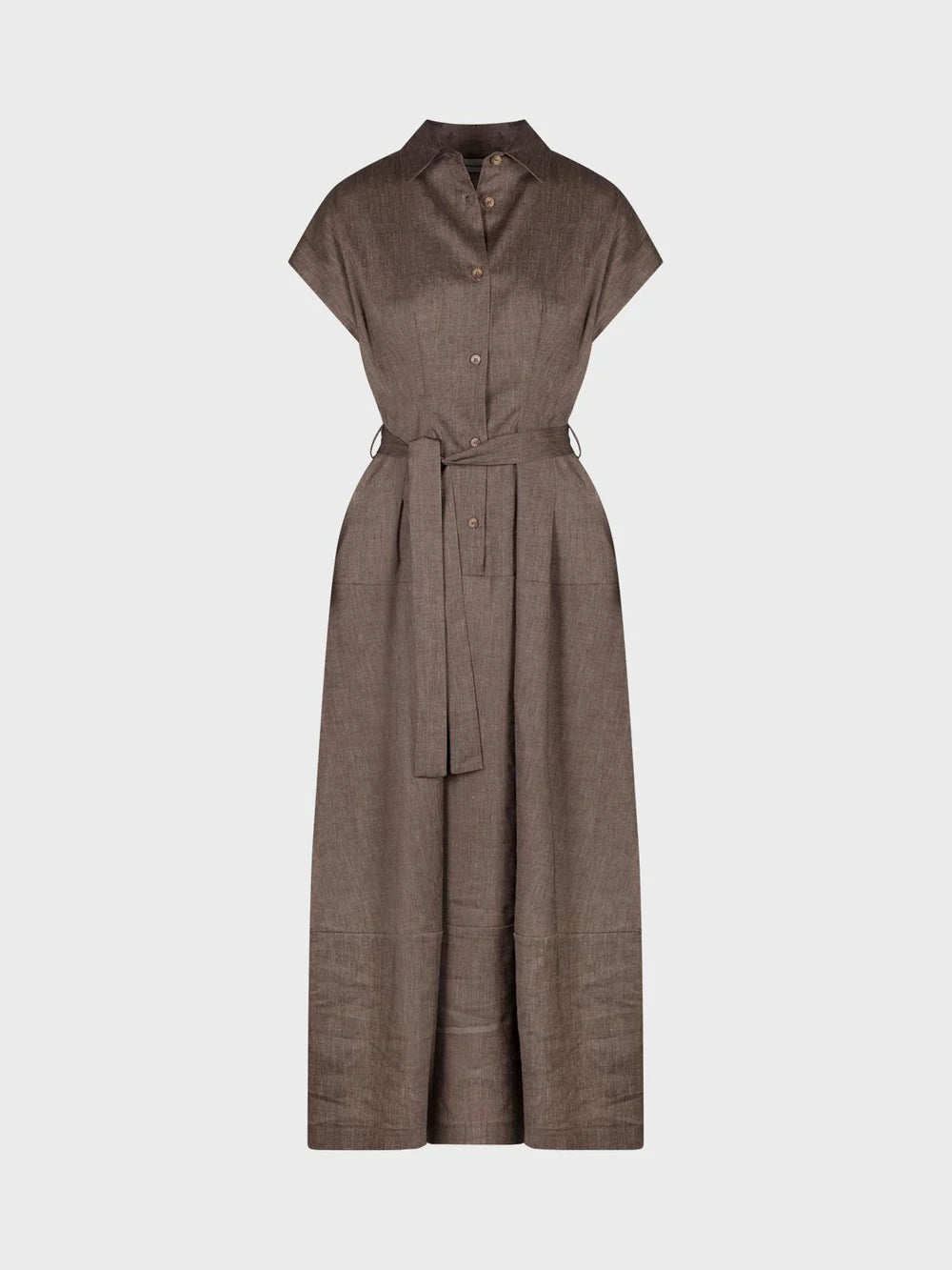 Sandro Ferrone: Belted Linen Shirt Dress