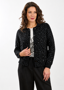 Rossana Pellegrini: Speckled Knit Cardigan – Black