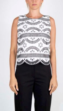 Clips: Embroidered Cotton Set – Sleeveless Top & Midi Skirt