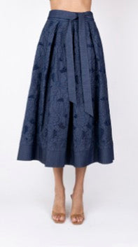 Clips: Textured Denim Midi Skirt – Elegant Summer Statement Skirt