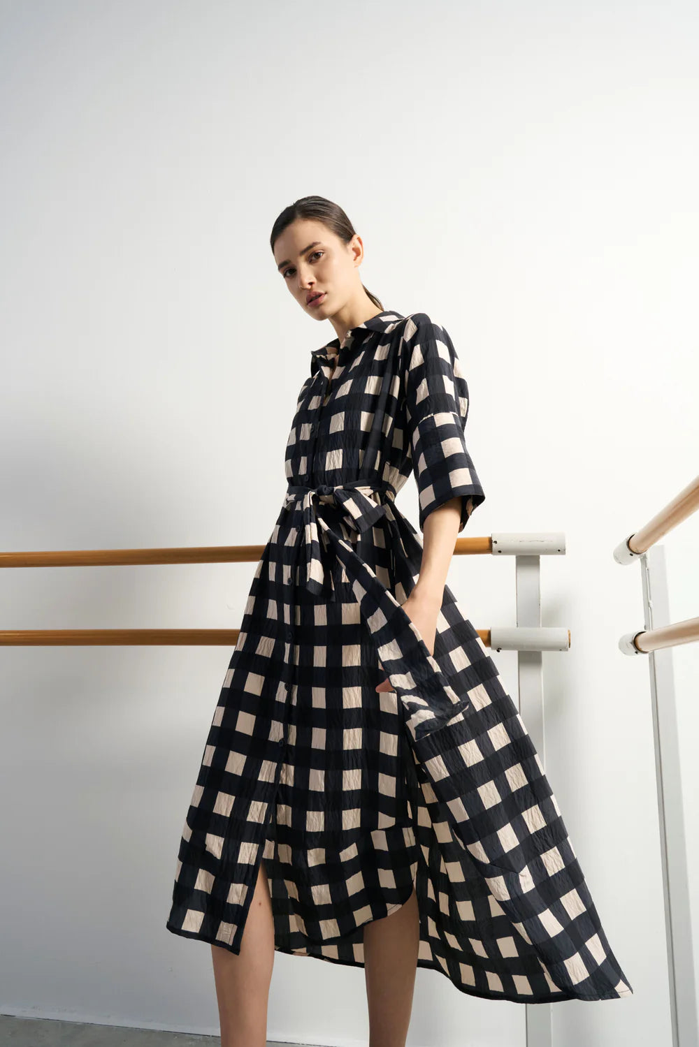 Sandro Ferrone: Checked Shirt Dress with Belt