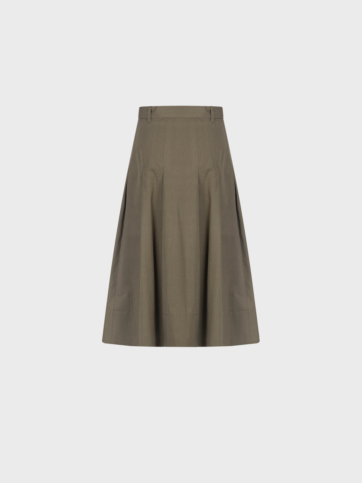 Sandro Ferrone: Khaki Belted A-Line Midi Skirt