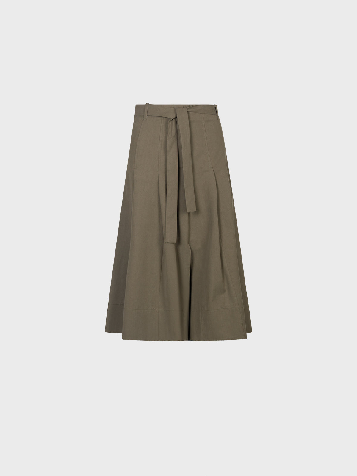 Sandro Ferrone: Khaki Belted A-Line Midi Skirt
