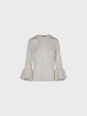 Sandro Ferrone: Eyelet Lace Blouse with Flared Sleeves