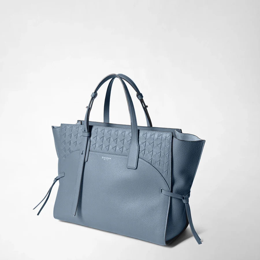 Serapian Maro Medium Bag – Indigo Blue Cashmere Leather Tote with Adjustable Shoulder Strap