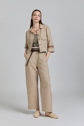 Tricot Chic: Cropped Linen Utility Jacket